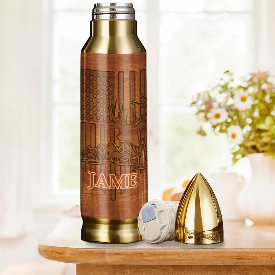 Deer Hunting American Flag Custom Bullet Tumbler Anniversary Gifts For Him - Image 7