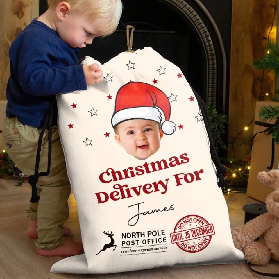 Delivery Face Photo Family Christmas - Personalized Bag Sack - Image 3