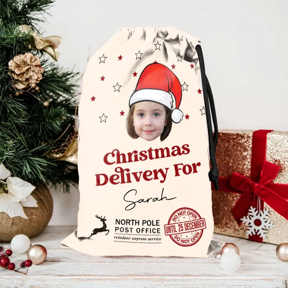 Delivery Face Photo Family Christmas - Personalized Bag Sack - Image 4