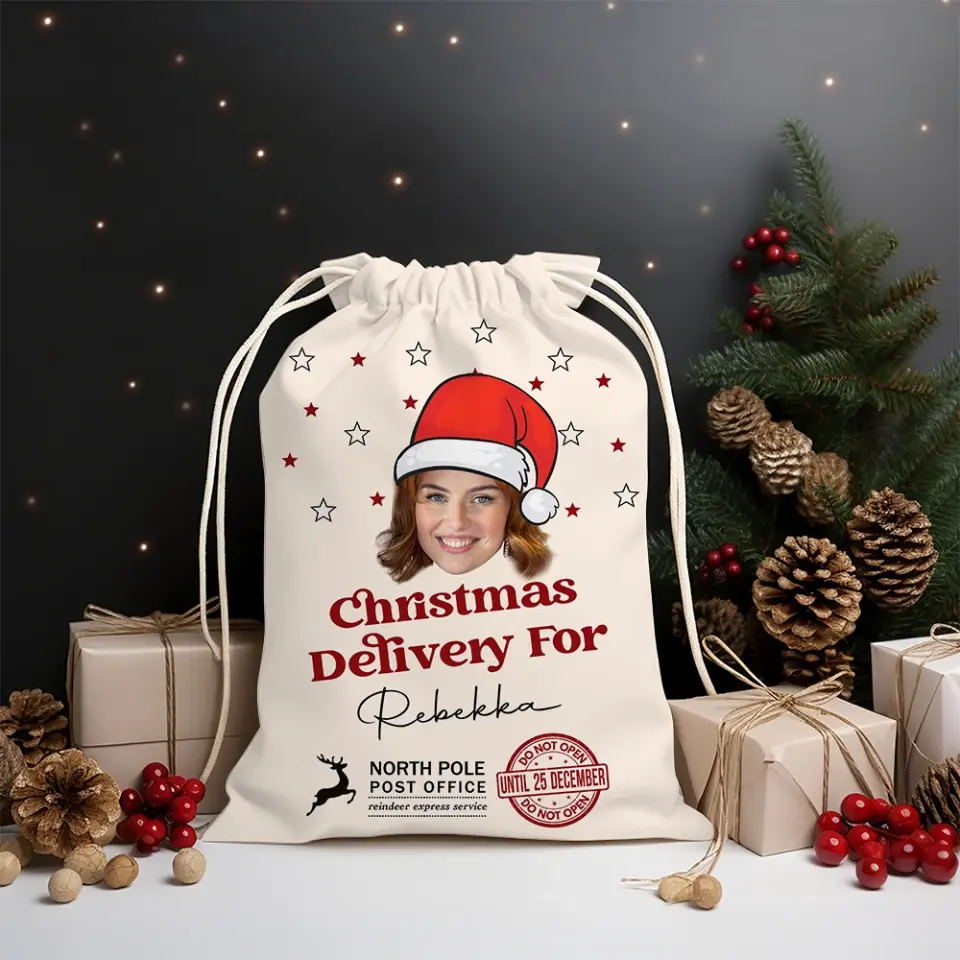 Delivery Face Photo Family Christmas - Personalized Bag Sack - Image 6