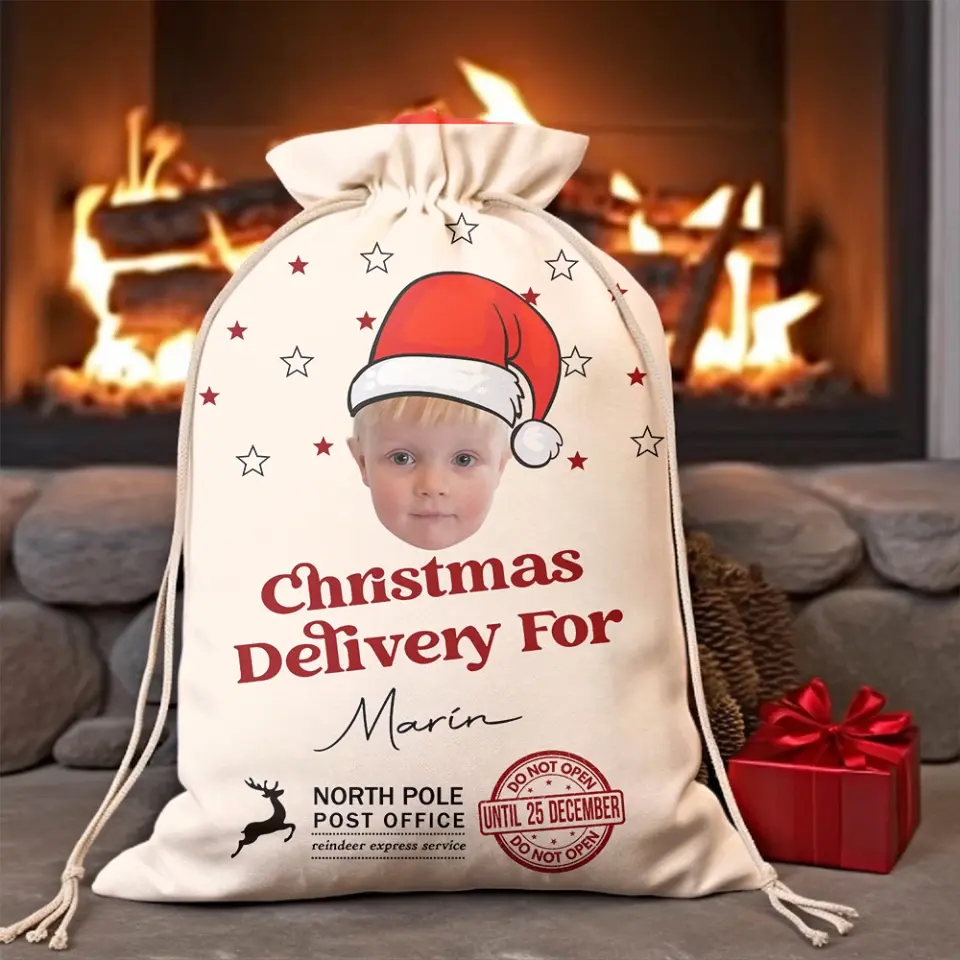 Delivery Face Photo Family Christmas - Personalized Bag Sack - Image 7