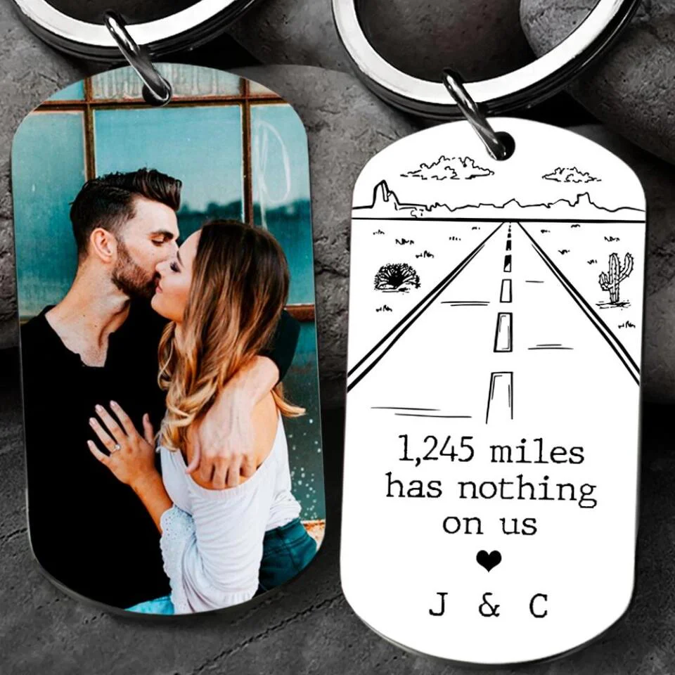 Distance Has Nothing On Us - Personalized Keychain - Long Distance Gift for Couple - Image 2