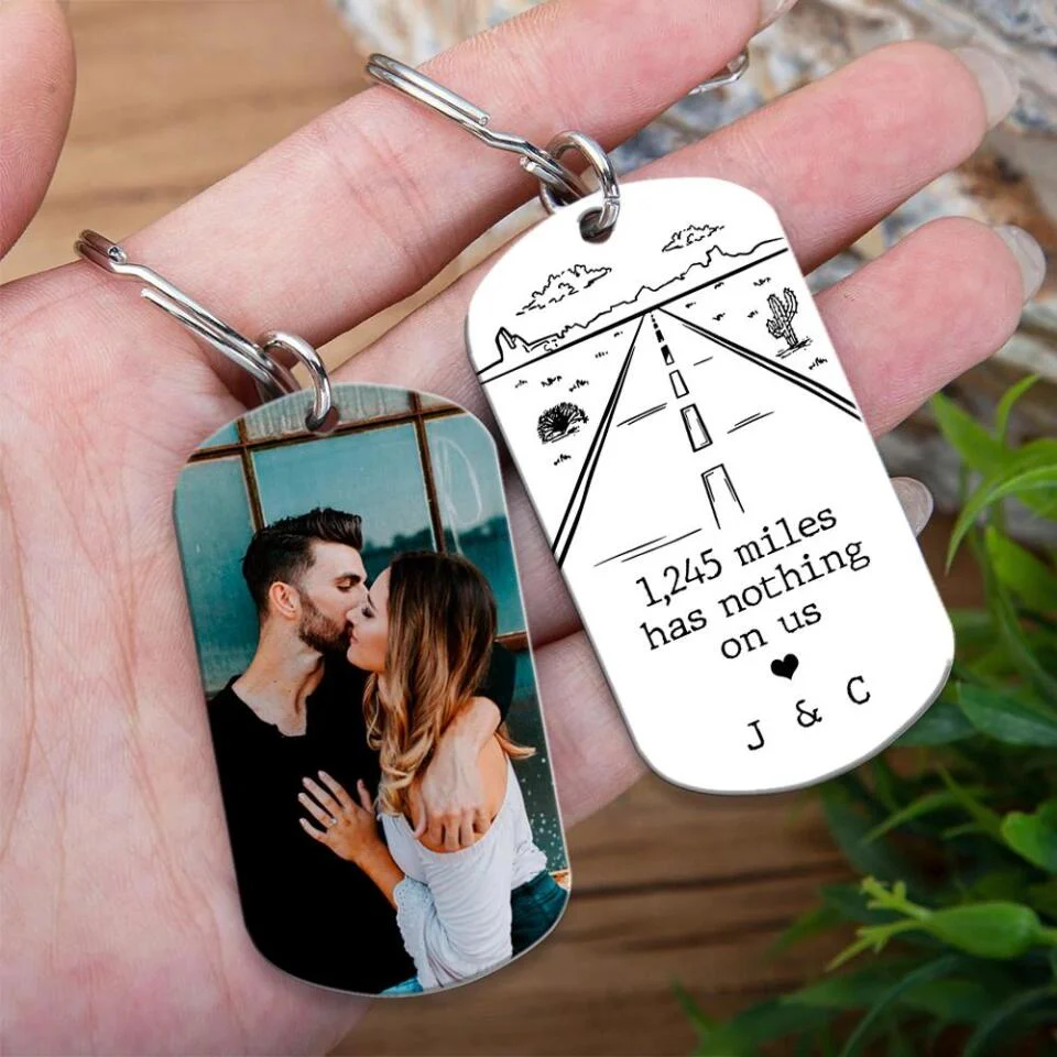 Distance Has Nothing On Us - Personalized Keychain - Long Distance Gift for Couple - Image 3