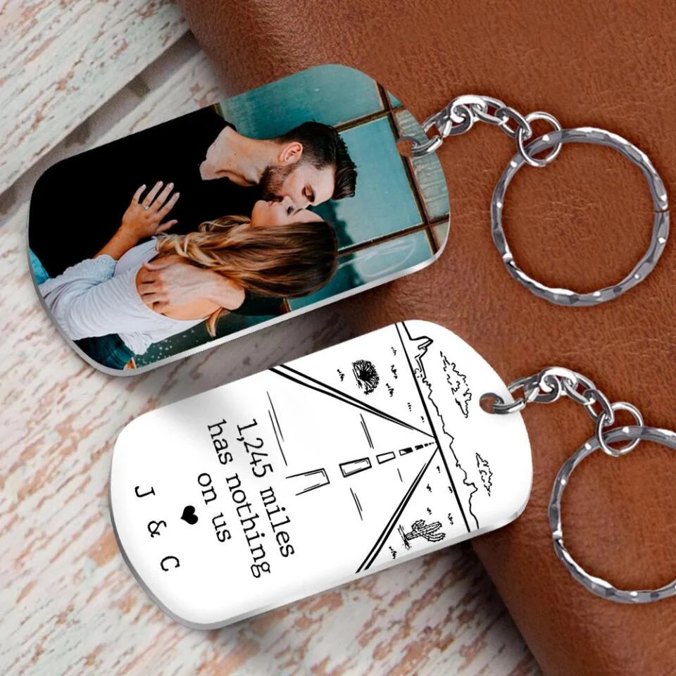 Distance Has Nothing On Us - Personalized Keychain - Long Distance Gift for Couple - Image 5
