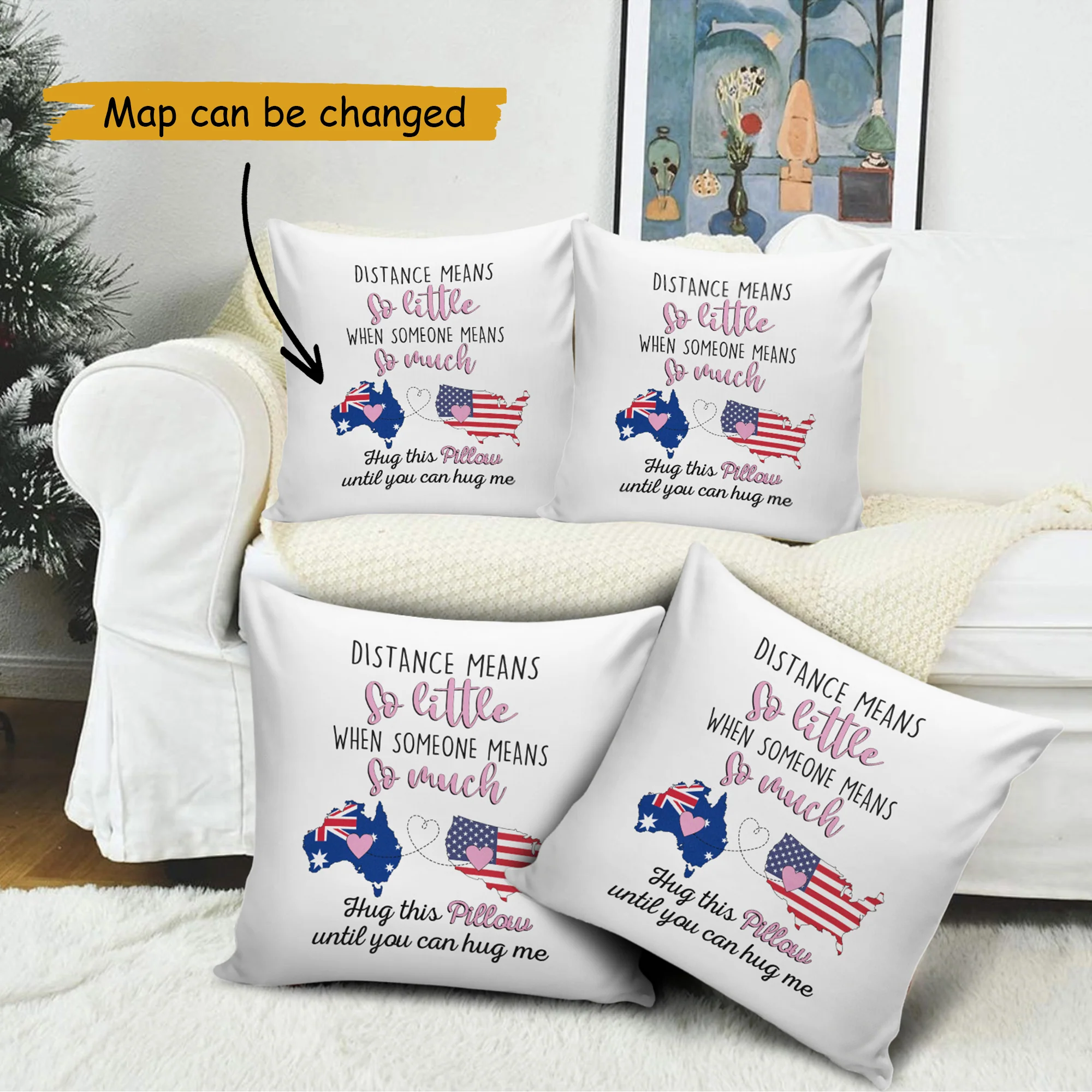 Distance Means So Little When Someone Means So Much - Pillow - Map Custom - Image 3