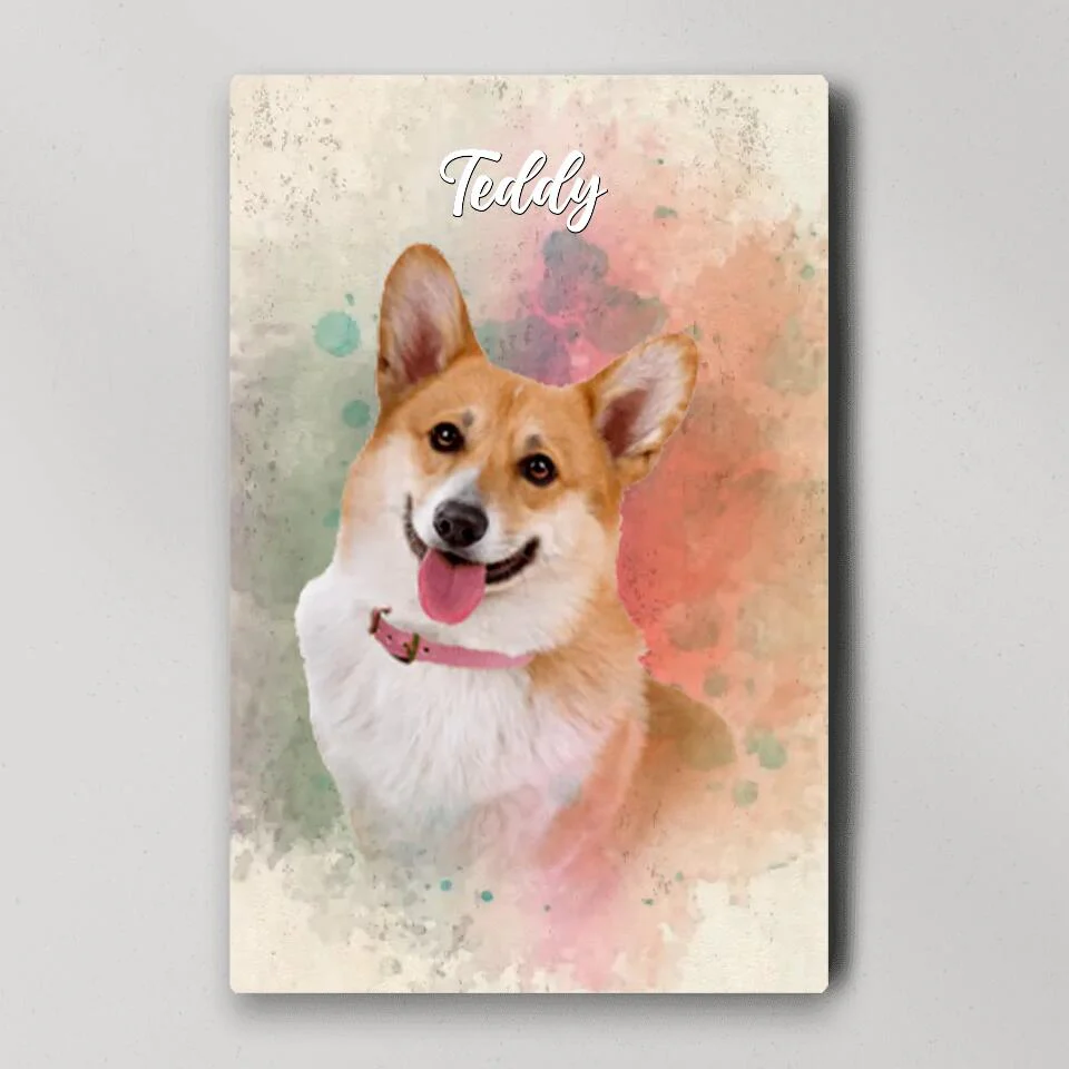 Dog Portrait Watercolor Print Custom Canvas Poster Gift For Dog Lovers - Image 2