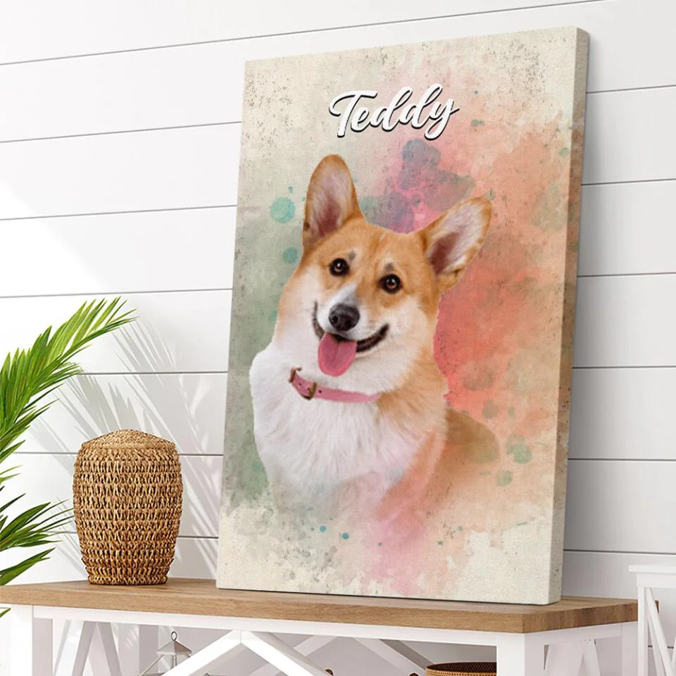 Dog Portrait Watercolor Print Custom Canvas Poster Gift For Dog Lovers - Image 5