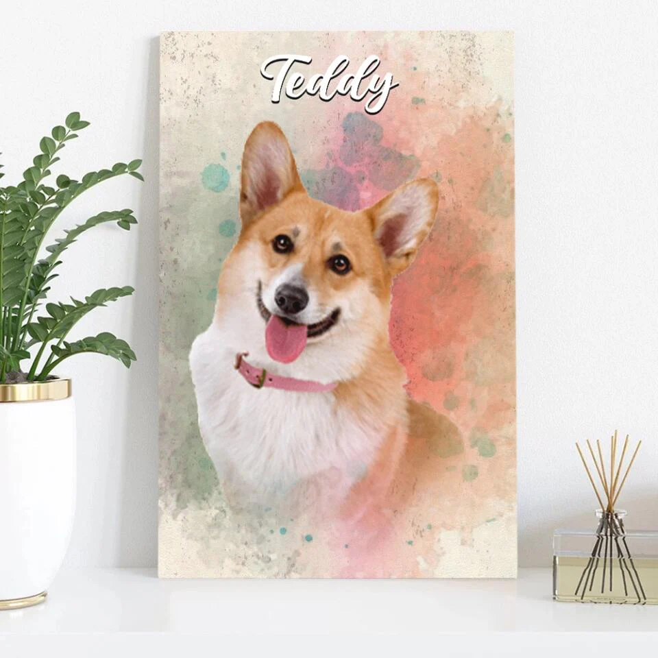 Dog Portrait Watercolor Print Custom Canvas Poster Gift For Dog Lovers - Image 7