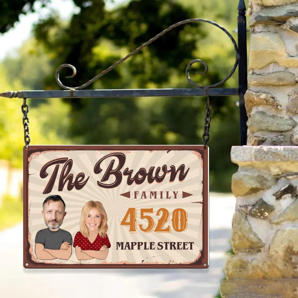 Personalized Valentine Gifts - Drawing Chibi Couple Address Sign For Yard - Housewarming Gifts - Custom Metal Sign - Anniversary Gift For Couples - Image 3