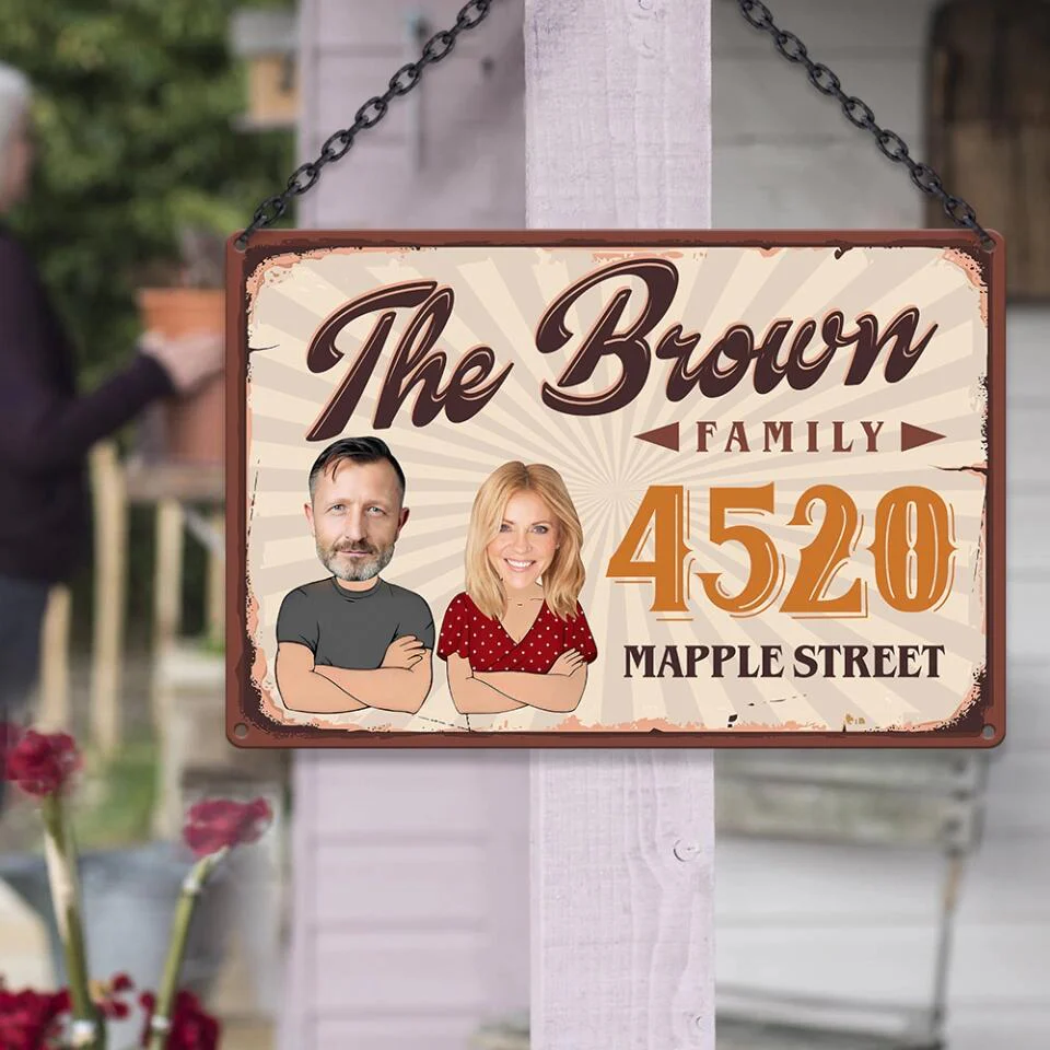 Personalized Valentine Gifts - Drawing Chibi Couple Address Sign For Yard - Housewarming Gifts - Custom Metal Sign - Anniversary Gift For Couples - Image 6
