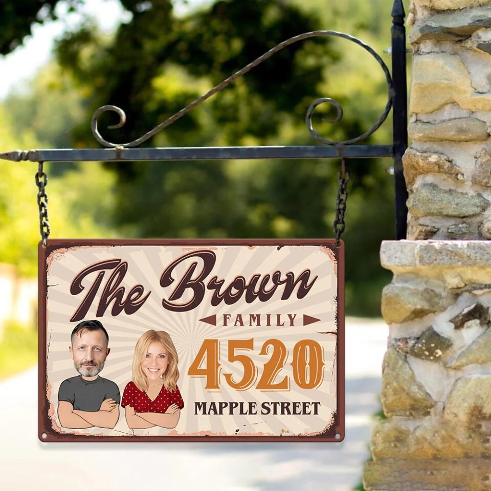 Personalized Valentine Gifts - Drawing Chibi Couple Address Sign For Yard - Housewarming Gifts - Custom Metal Sign - Anniversary Gift For Couples - Image 7