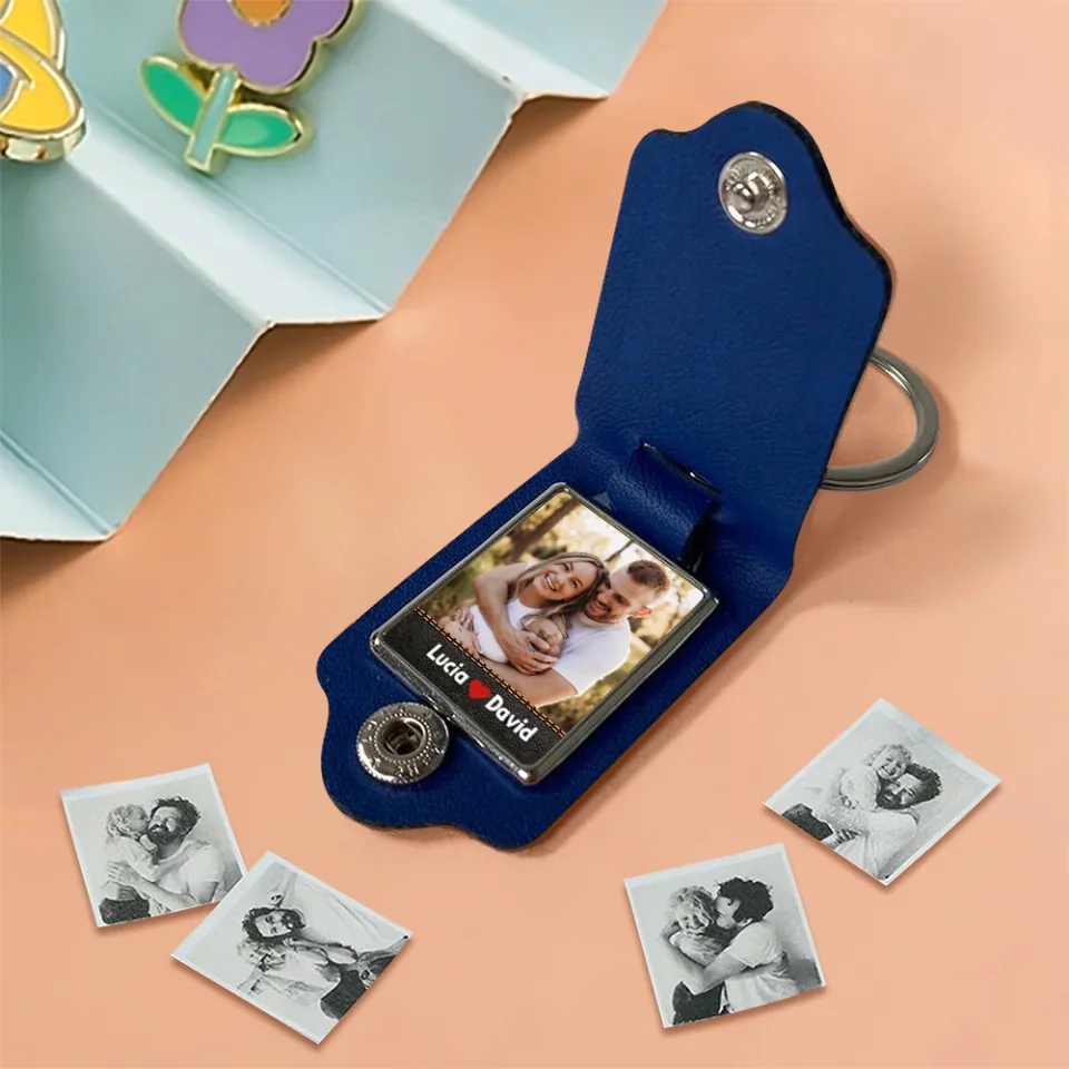 Personalized Valentine Gifts - Drive Safe Handsome I Need You Here With Me - Personalized Photo Leather Keychain - Gift For Couples - Image 7