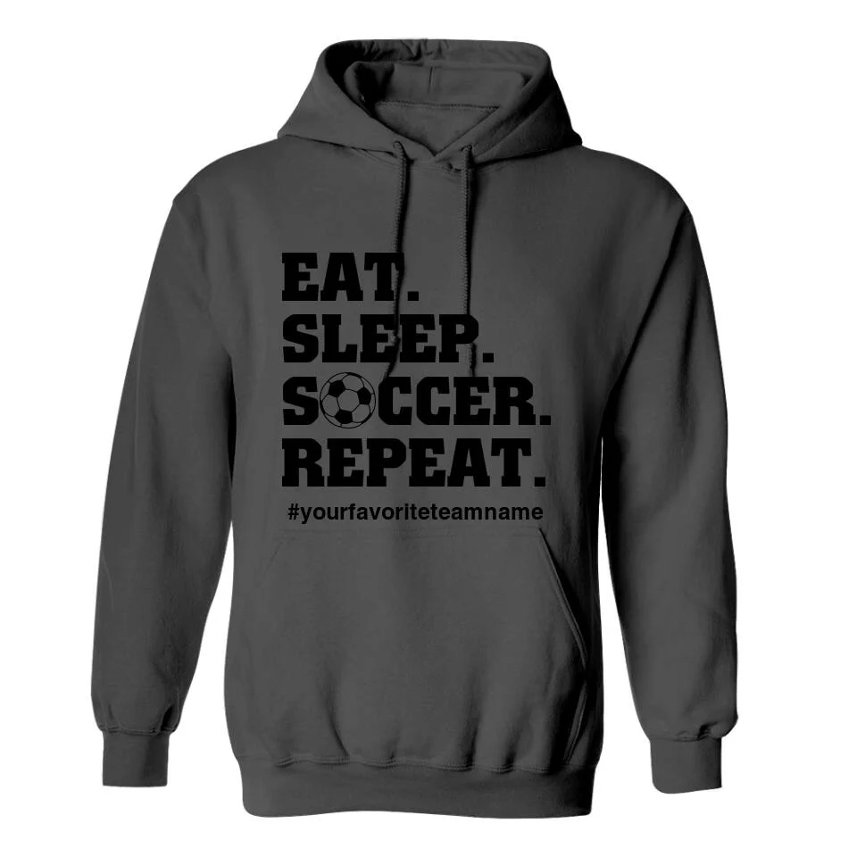 Eat Sleep Repeat, Personalized Name & Hashtag Unisex Shirt, Cool Gift for Soccer Lovers - Image 11