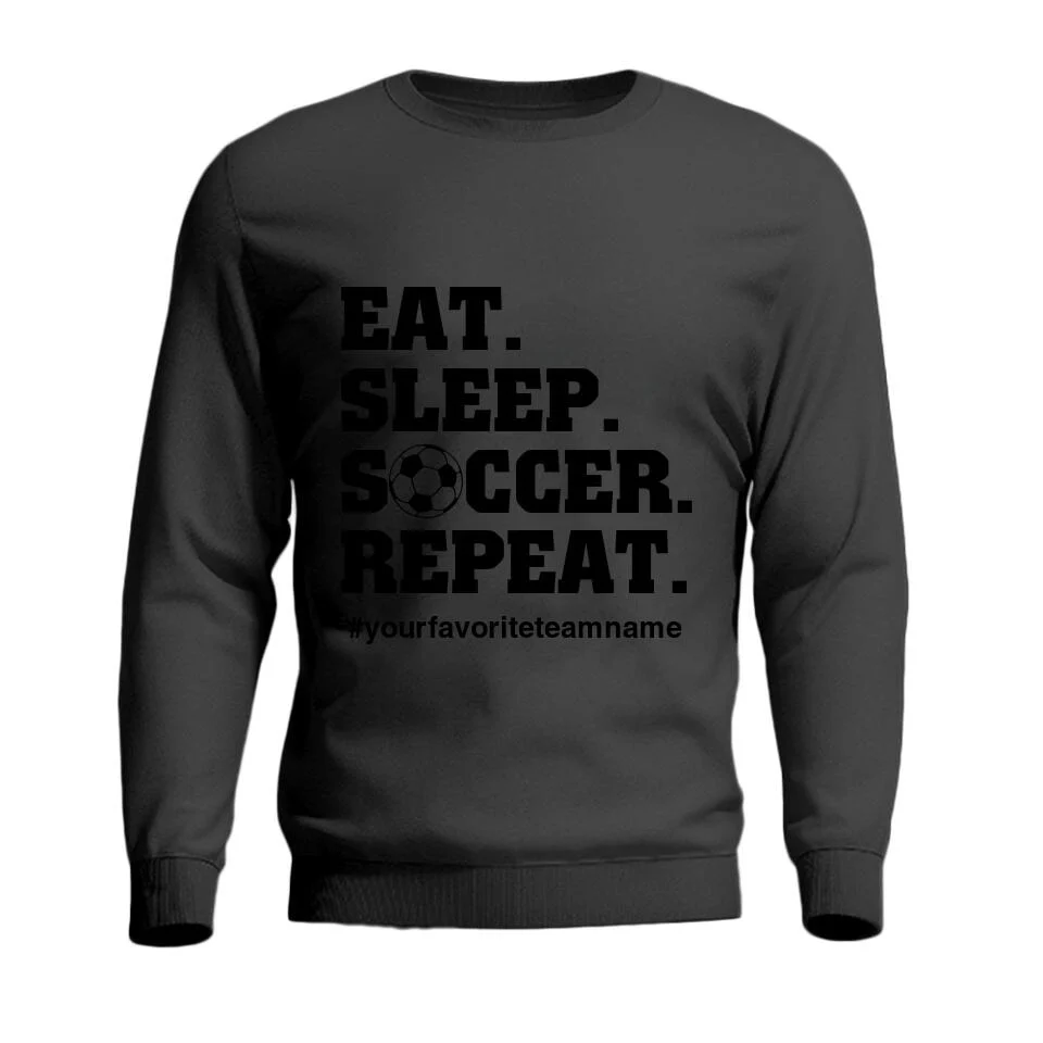 Eat Sleep Repeat, Personalized Name & Hashtag Unisex Shirt, Cool Gift for Soccer Lovers - Image 9