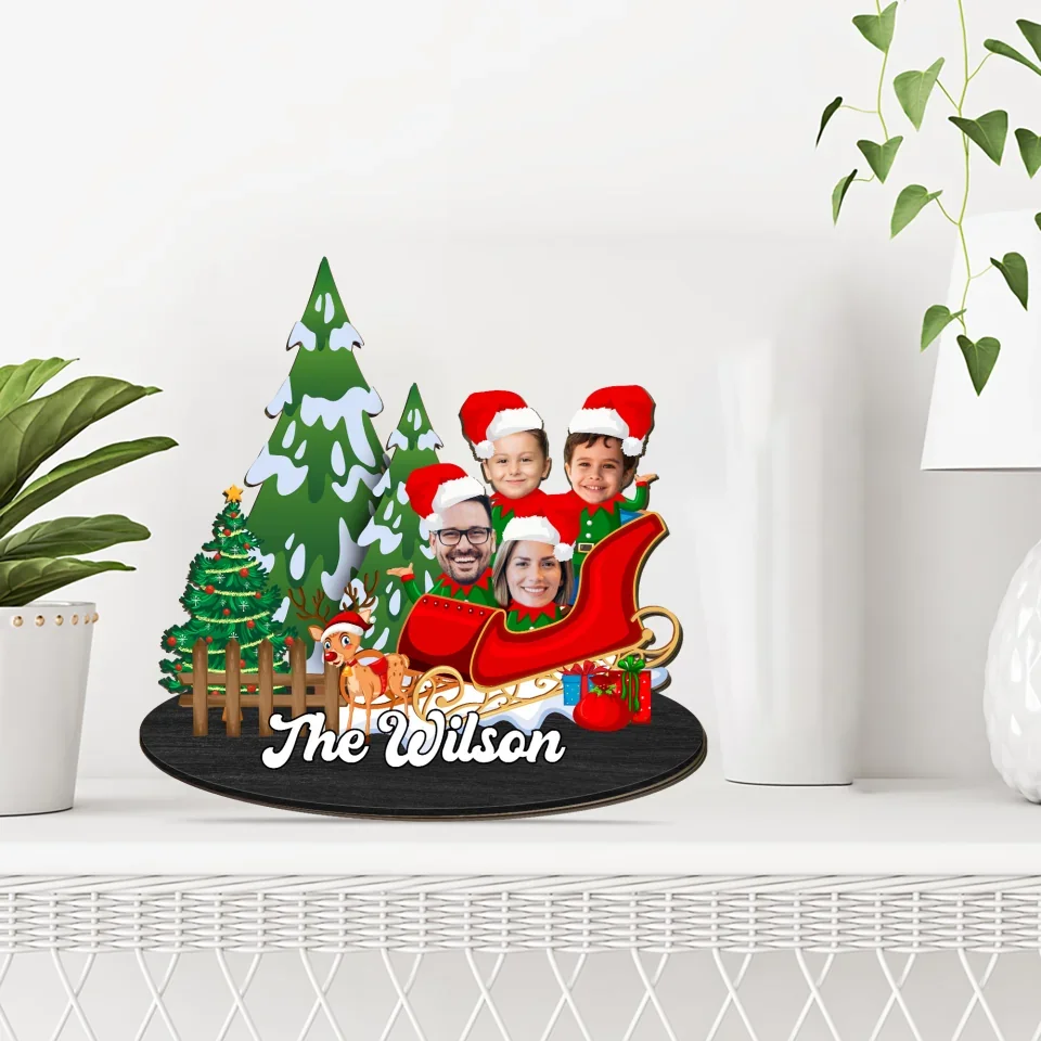 Elf Family Christmas Style - Personalized Face Upload Photo Wooden Sign - Funny Xmas Gift for Family, Beloved Ones - Image 5