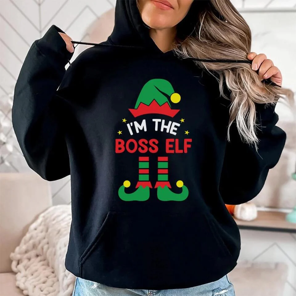 Elf Matching Family Tshirt Christmas Gift - I'm the Boss Elf - Funny Xmas Gift for Boss - Image 4