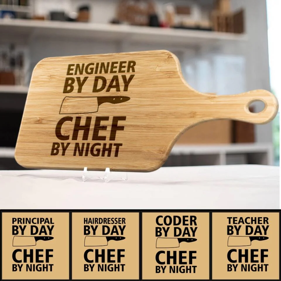 Personalized Valentine Gifts - Engineer By Day Chef By Night Custom Wood Cutting Board Present Ideas For Coworkers - Image 3
