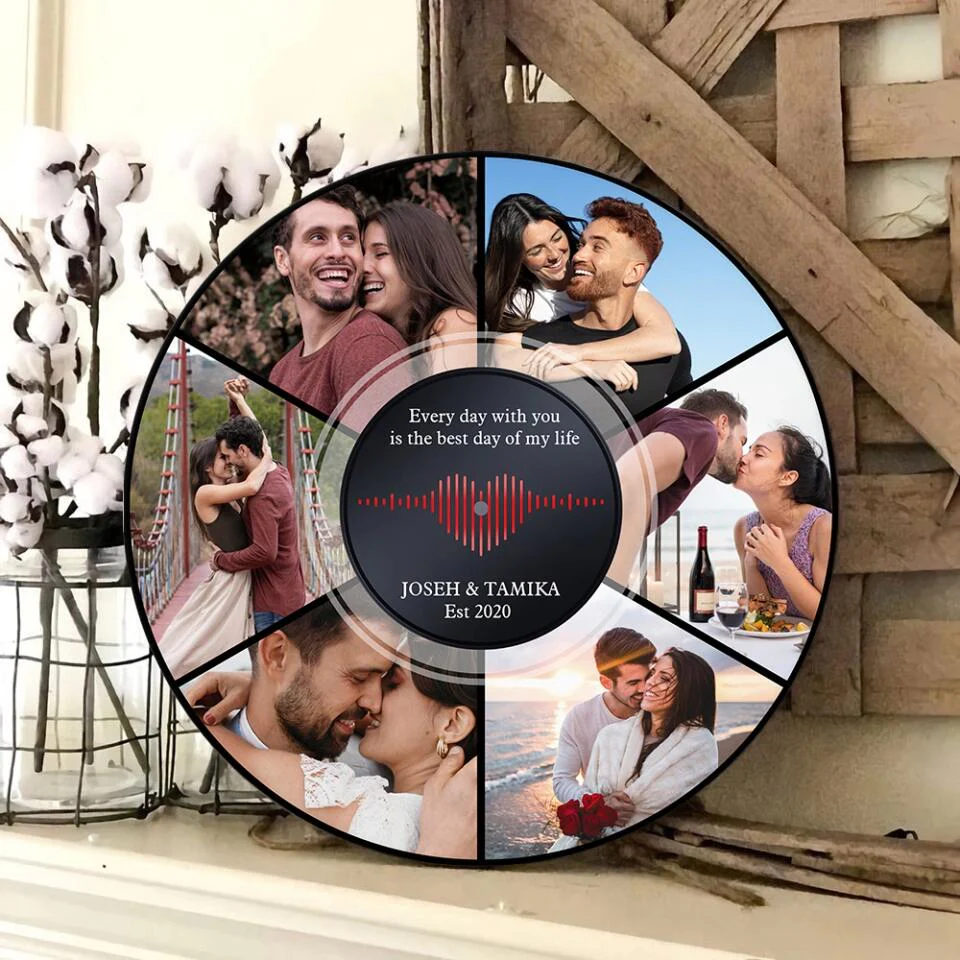 Couple Wooden Sign Every Day With You Is The Best, Personalized Round Wooden Sign, Anniversary Gifts For Couple - Image 6