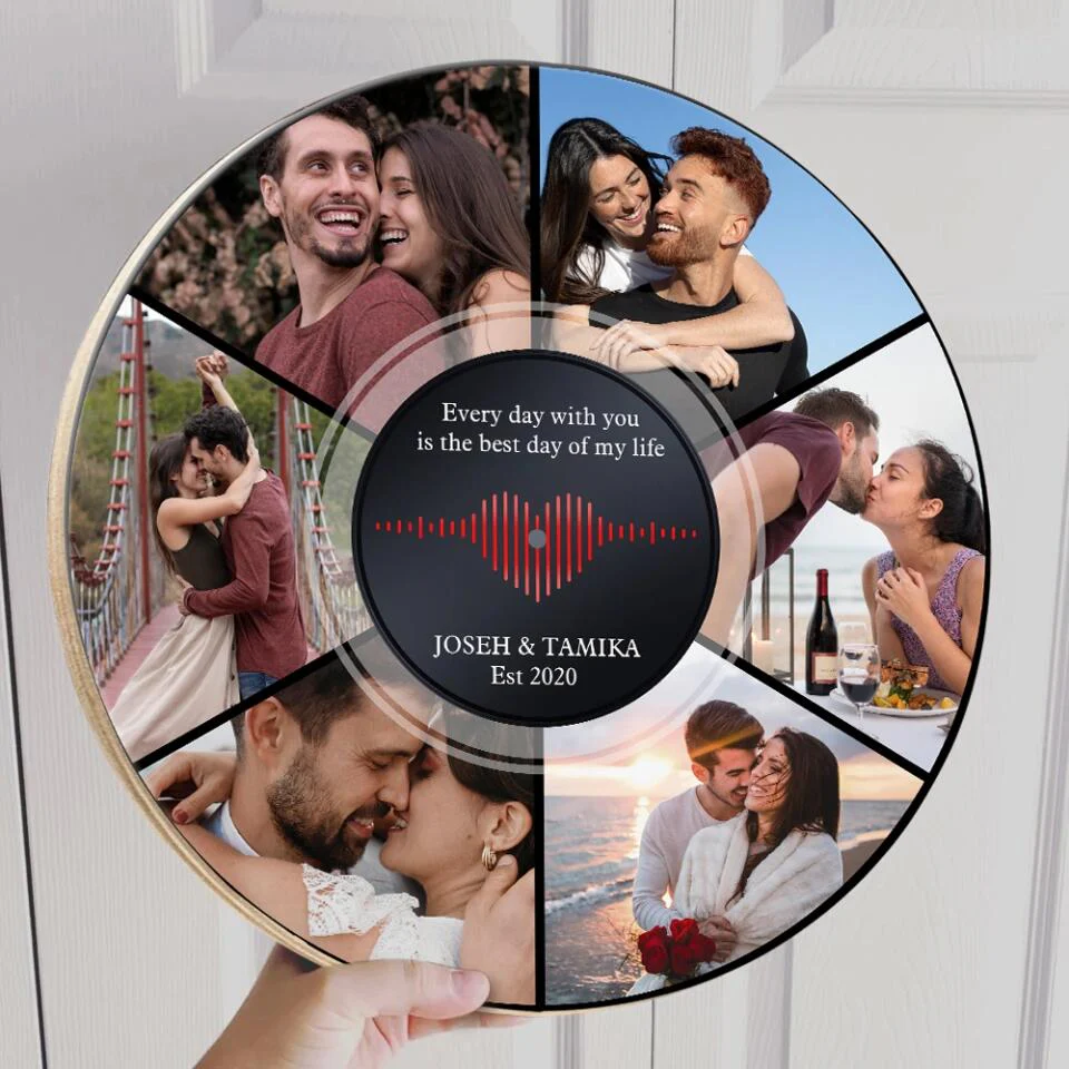 Couple Wooden Sign Every Day With You Is The Best, Personalized Round Wooden Sign, Anniversary Gifts For Couple - Image 7
