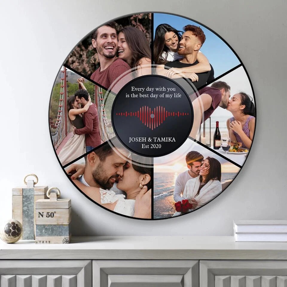 Couple Wooden Sign Every Day With You Is The Best, Personalized Round Wooden Sign, Anniversary Gifts For Couple - Image 8