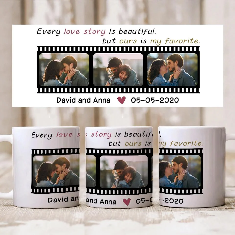 Every Love Story Is Beautiful Personalized White Mug - Image 3