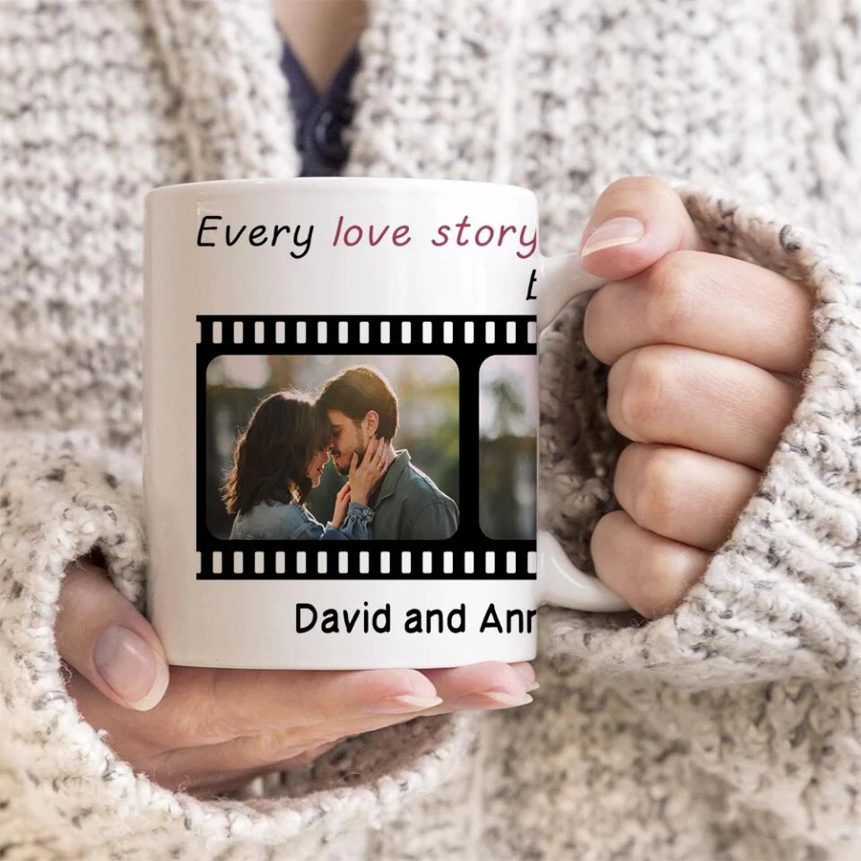 Every Love Story Is Beautiful Personalized White Mug - Image 4