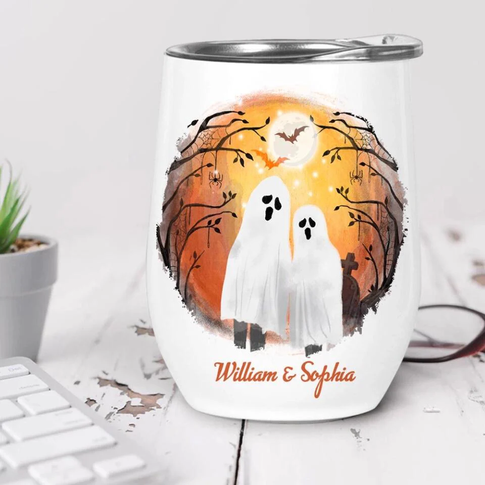 Every Love Story Is Bootiful But Ours Is My Favorite - Personalized Wine Tumbler - Halloween Gift For Couples - Image 3