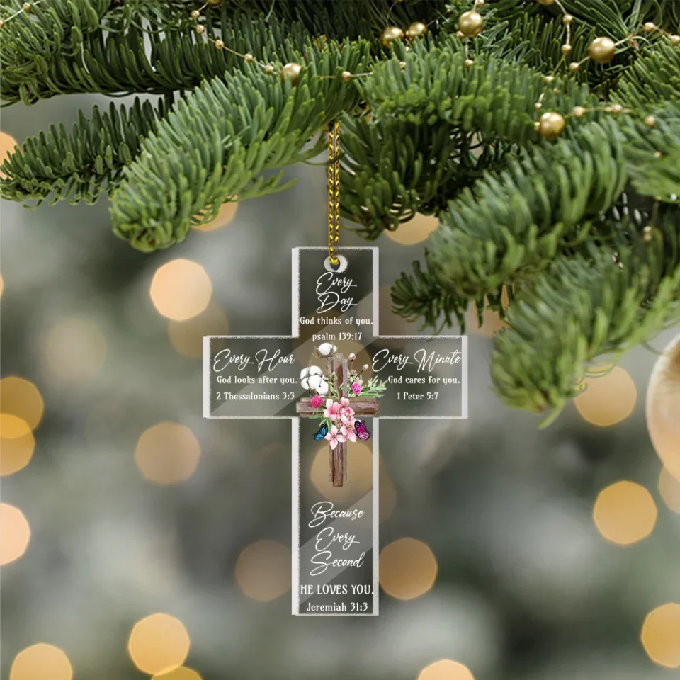 Everyday God Thinks of You Bible Verse - Cross-shaped Acrylic Ornament - Christian Christmas Gift for Family, Friends, Coworkers - Image 6