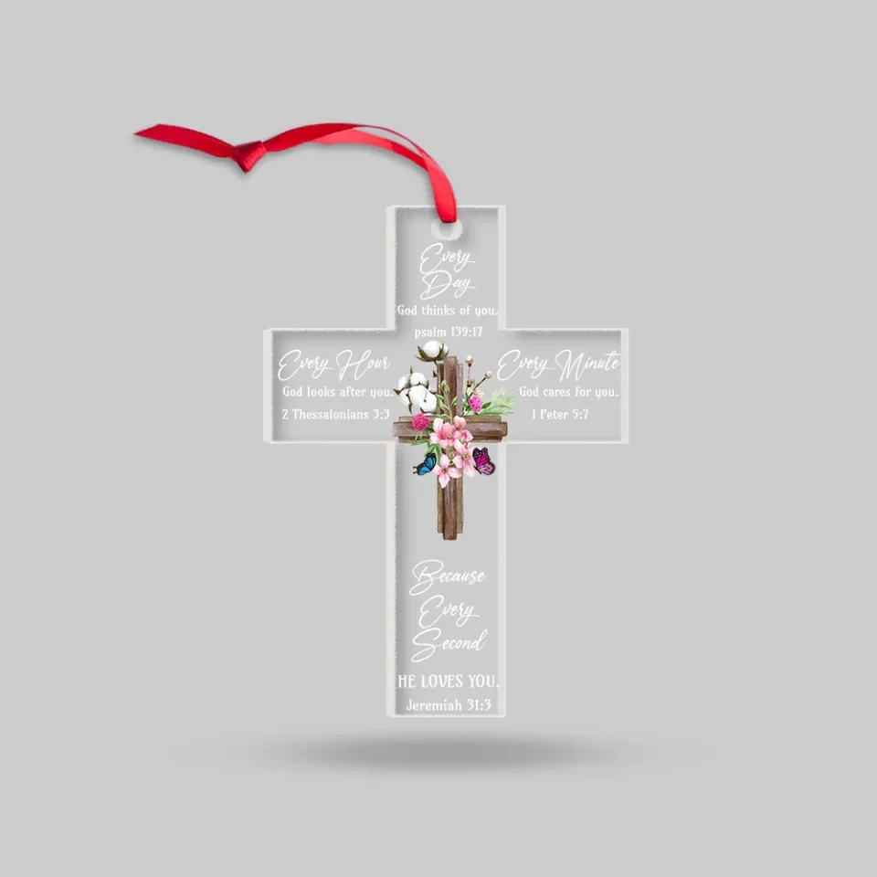 Everyday God Thinks of You Bible Verse - Cross-shaped Acrylic Ornament - Christian Christmas Gift for Family, Friends, Coworkers - Image 8