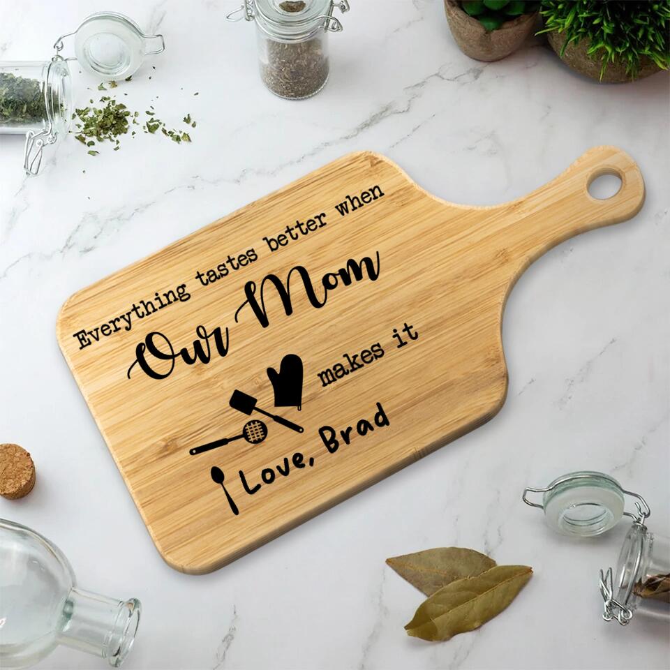 Everything Tastes Better Personalized Wooden Cutting Board - Image 4