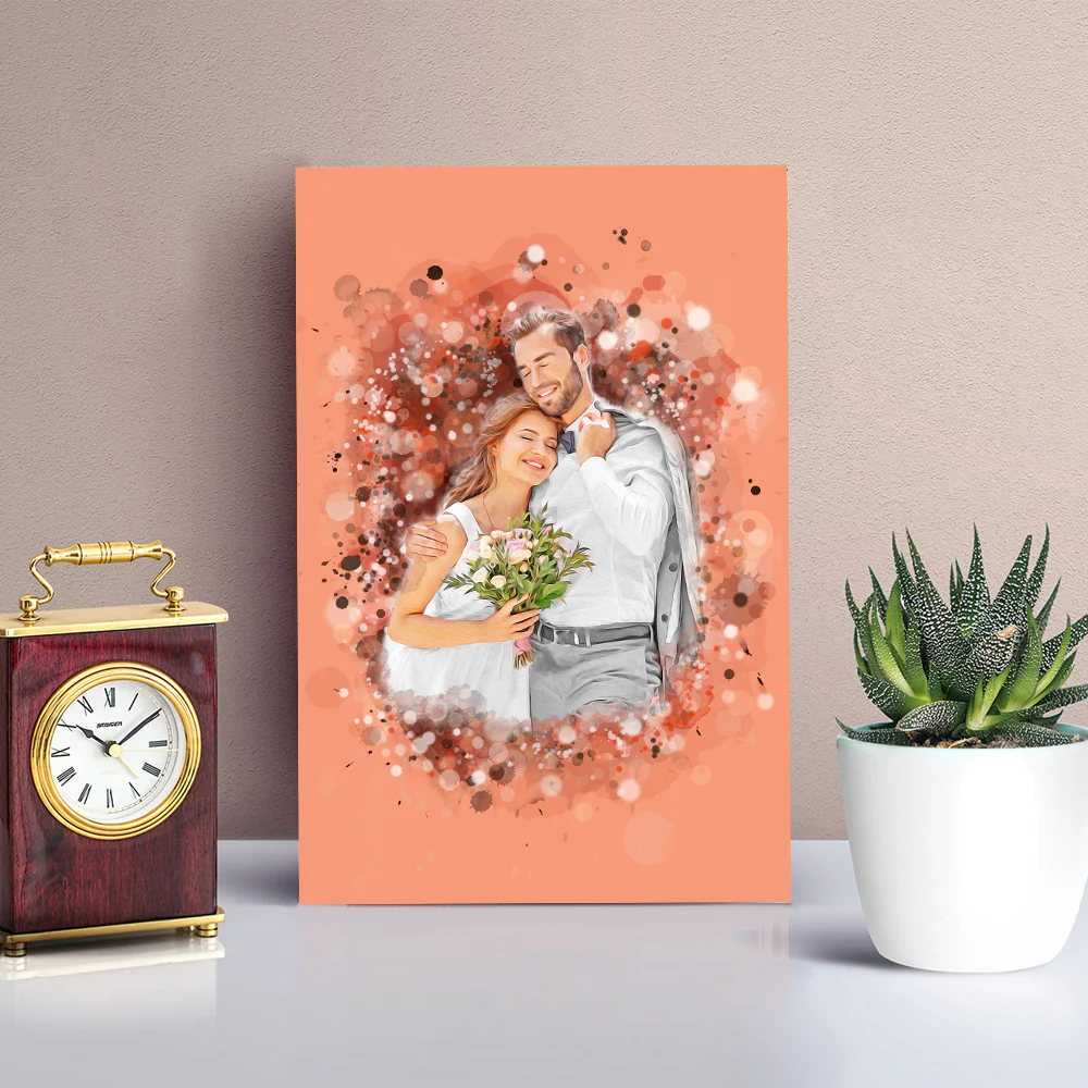 Family Art Couple Wedding - Customized Family Photo - Personalized Desktop Plaque - Image 7
