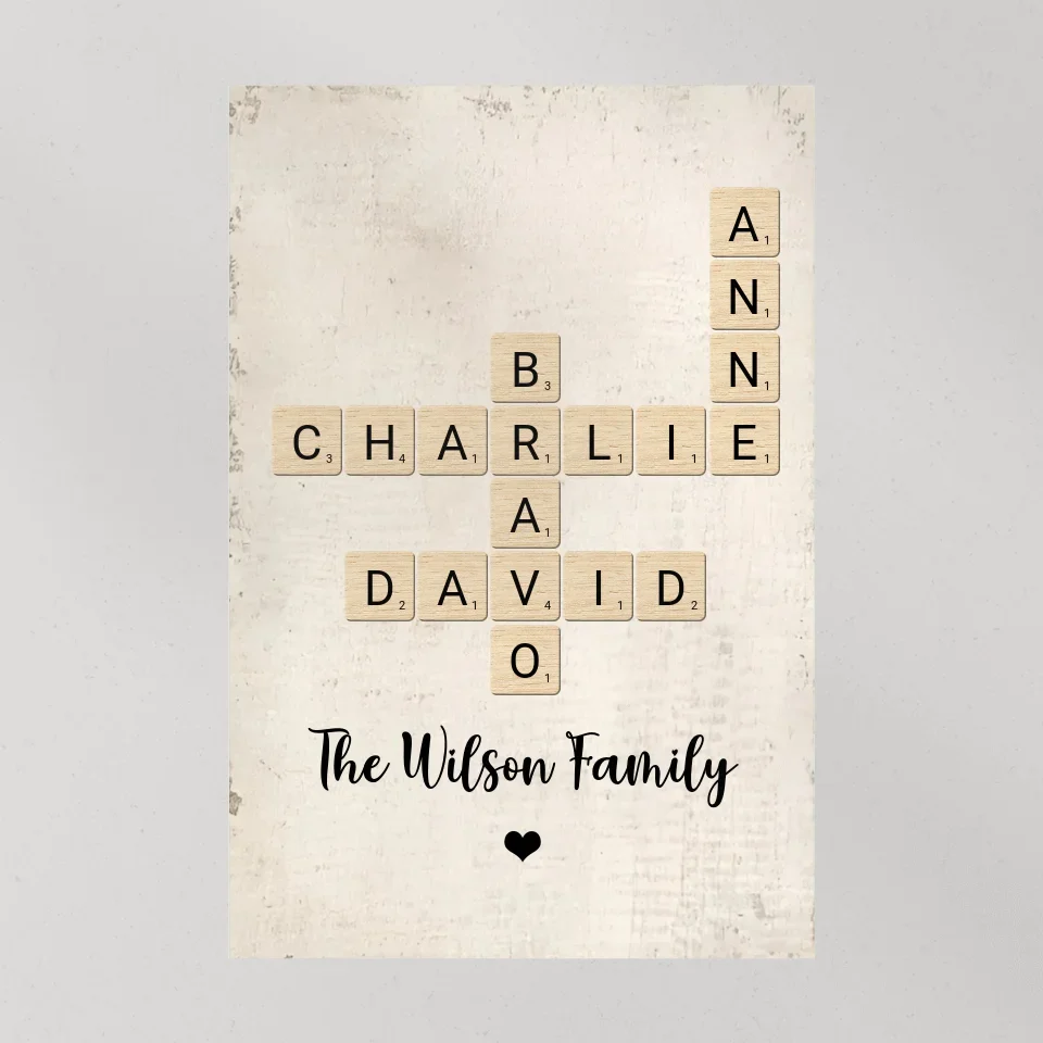 Family Crossword Art - Created In A Moment, Treasured Forever Personalized Poster - Housewarming Gifts - Image 24