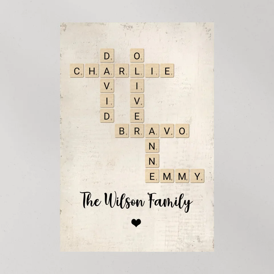 Family Crossword Art - Created In A Moment, Treasured Forever Personalized Poster - Housewarming Gifts - Image 25