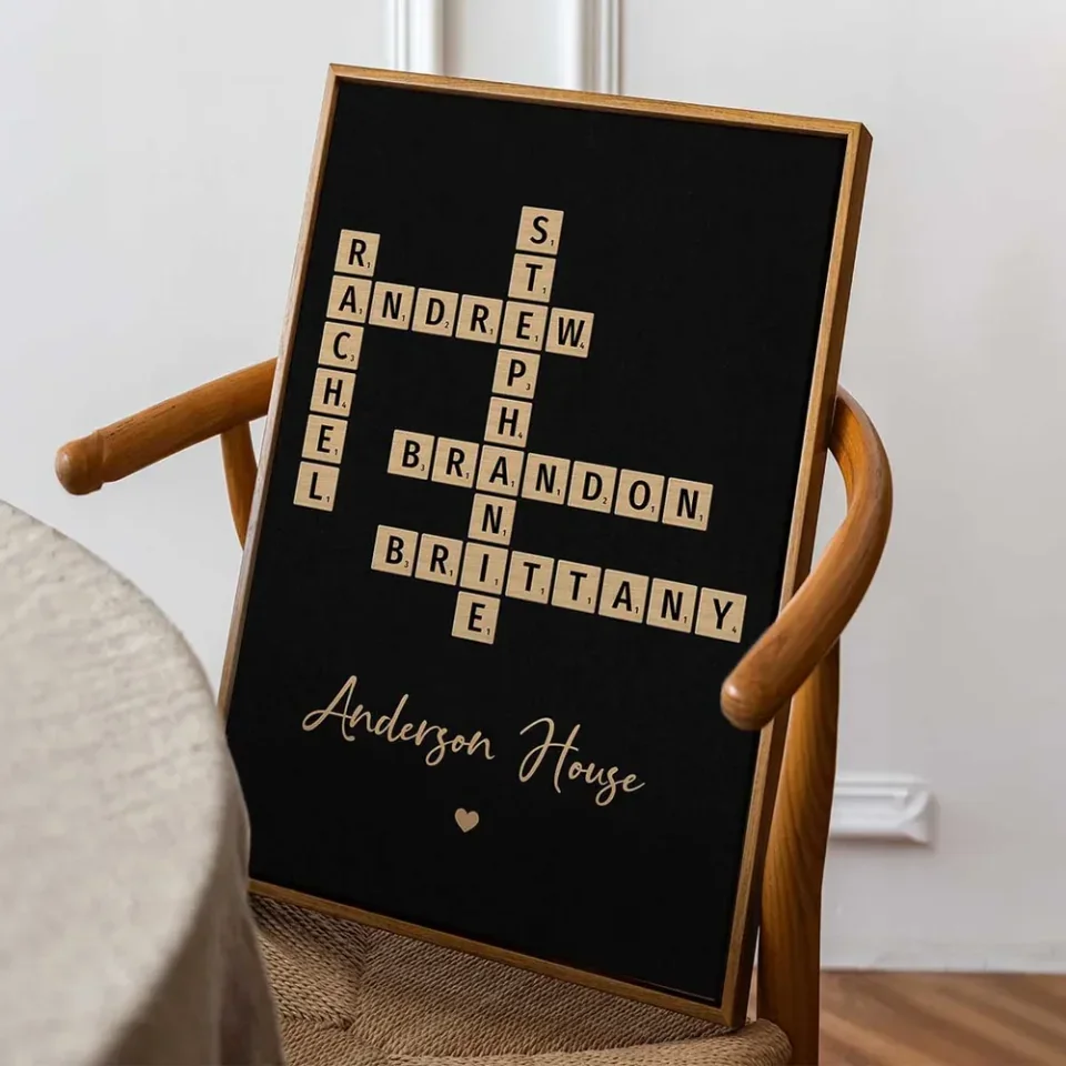 Family Crossword Art - Created In A Moment, Treasured Forever Personalized Poster - Housewarming Gifts - Image 27