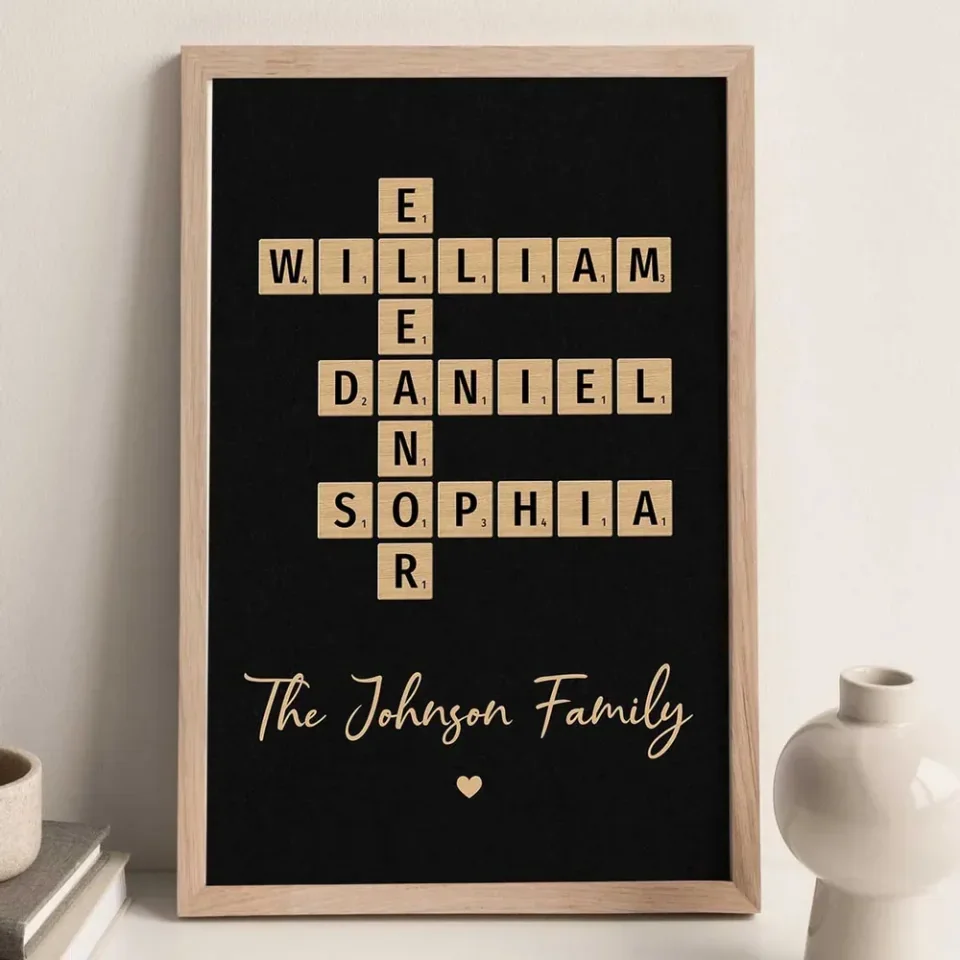 Family Crossword Art - Created In A Moment, Treasured Forever Personalized Poster - Housewarming Gifts - Image 29