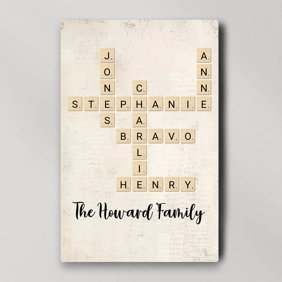 Family Crossword Art - Created In A Moment, Treasured Forever Personalized Poster - Housewarming Gifts - Image 3