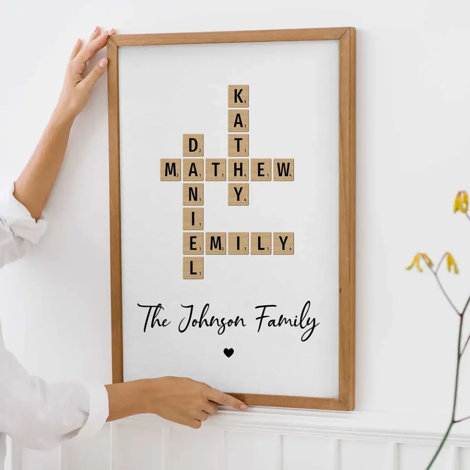 Family Crossword Art - Created In A Moment, Treasured Forever Personalized Poster - Housewarming Gifts - Image 31