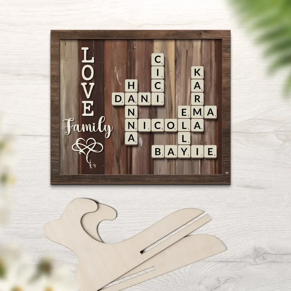 Family Crossword Puzzle - Personalized 2 Layered Wooden Sign for Desk - Family Unity Gift - Image 5