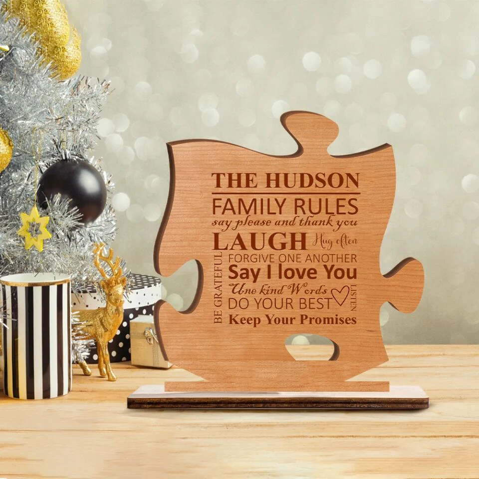 Family Rules - Custom Family Rules Wooden Plaque - Best Anniversary Gift for Parents, Husband And Wife/ For Him/Her - 212IHNVSWP903 - Image 2