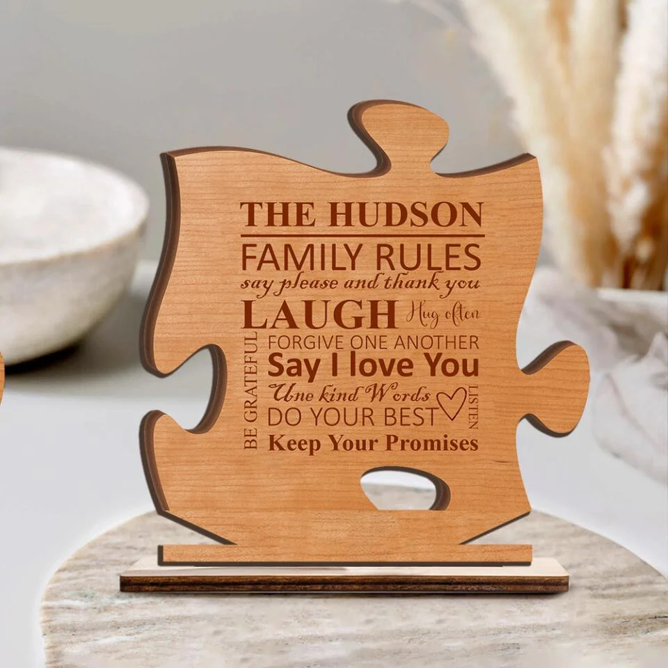 Family Rules - Custom Family Rules Wooden Plaque - Best Anniversary Gift for Parents, Husband And Wife/ For Him/Her - 212IHNVSWP903 - Image 3