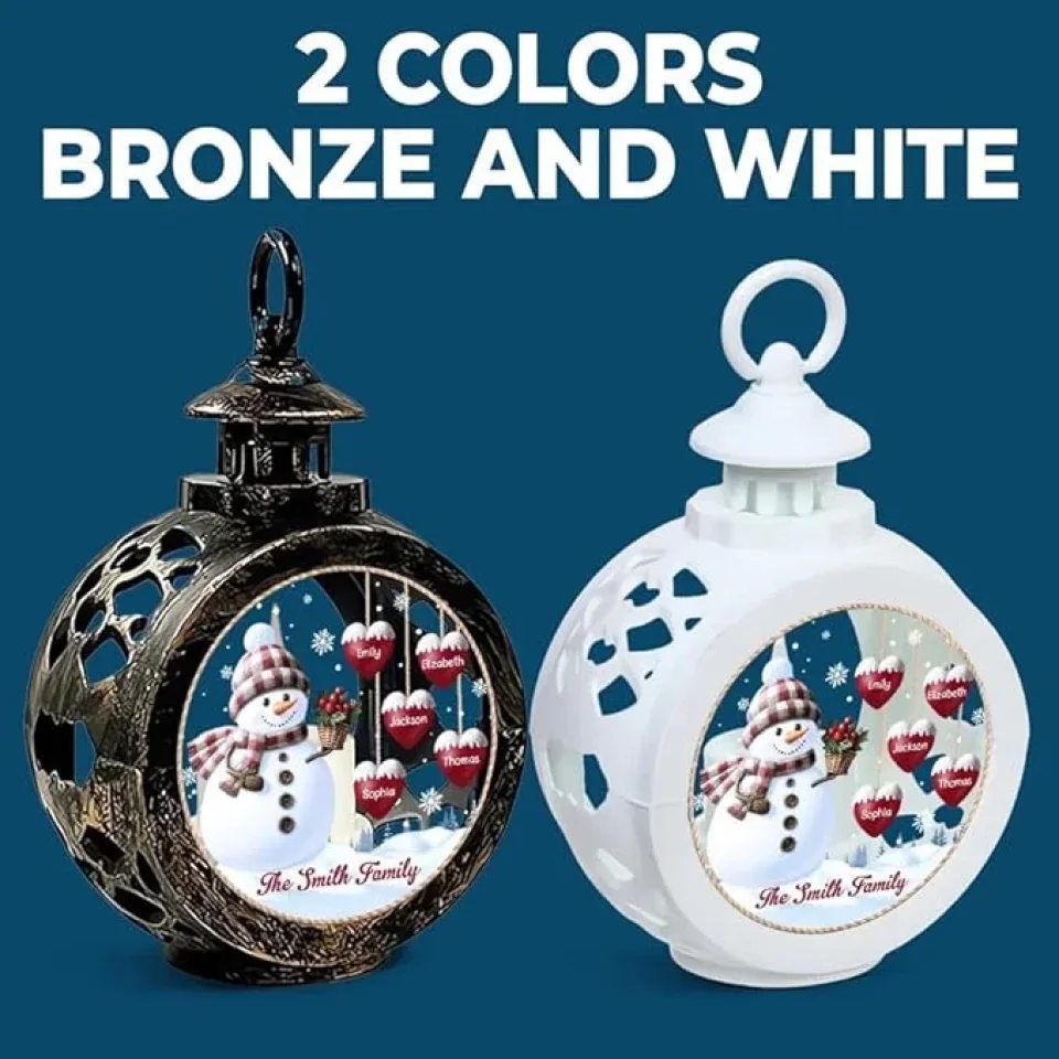 Family Snowman - Personalized Christmas Hanging Decor - Christmas Lantern Light - Gift for Family - Image 3