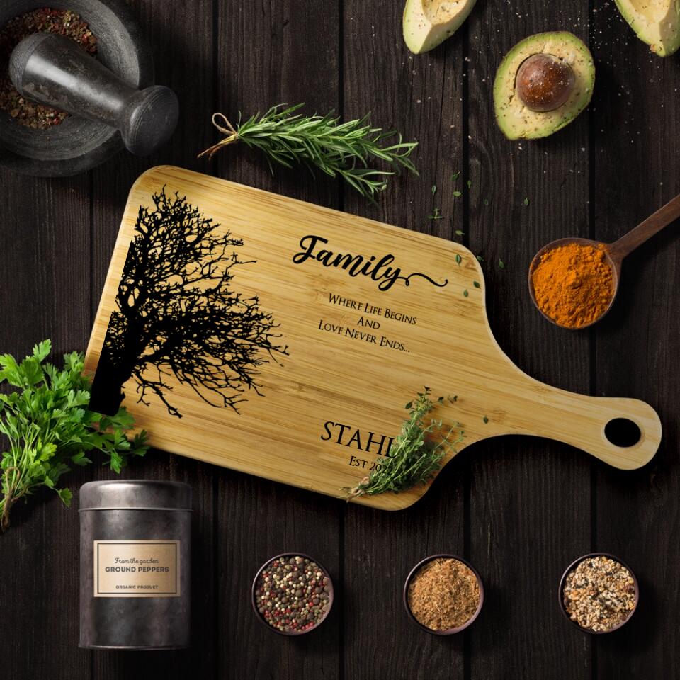 Family, Where Life Begin and Love Never Ends - Personalized Cutting Board - Gift for Parents - Image 3
