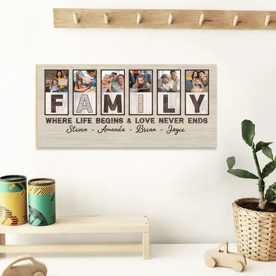 Family Where Life Begins And Love Never Ends, Custom Family Name Wooden Key Holder Hanger, Indoor Home Decor Gift - Image 11