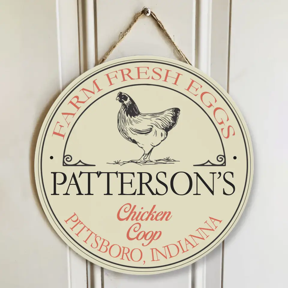 Farm Fresh Eggs Round Wooden Sign - Image 3