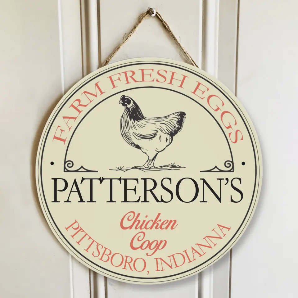 Farm Fresh Eggs Round Wooden Sign - Image 4