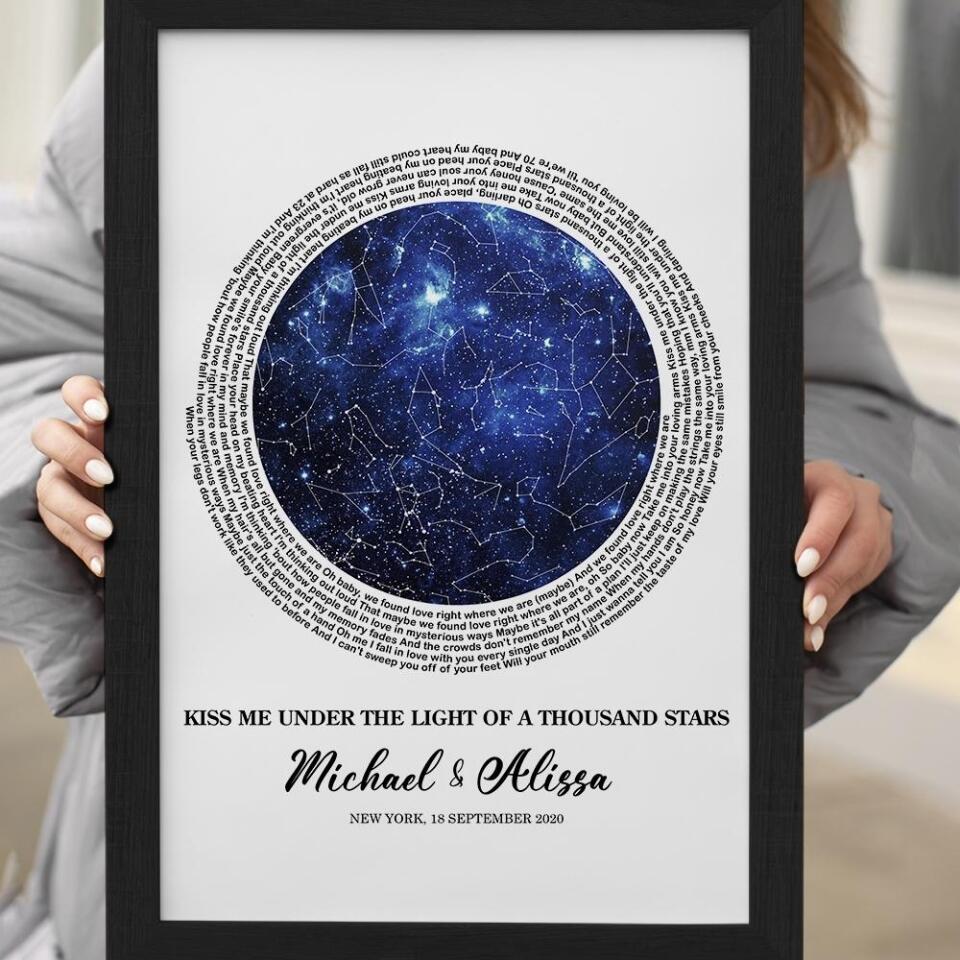 Favorite Song Lyrics With Star Map Night Sky Custom Canvas Poster Anniversary Gift For Couples - Image 4