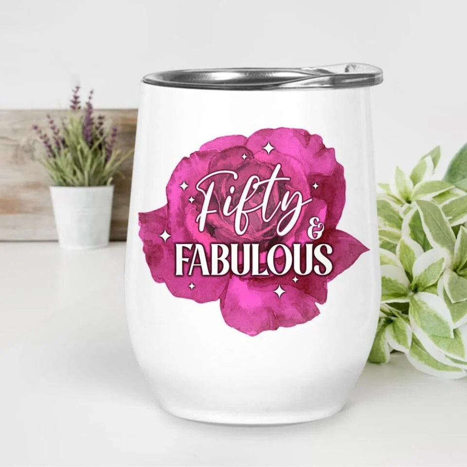 Fifty And Fabulous - Personalized Tumbler - Image 3