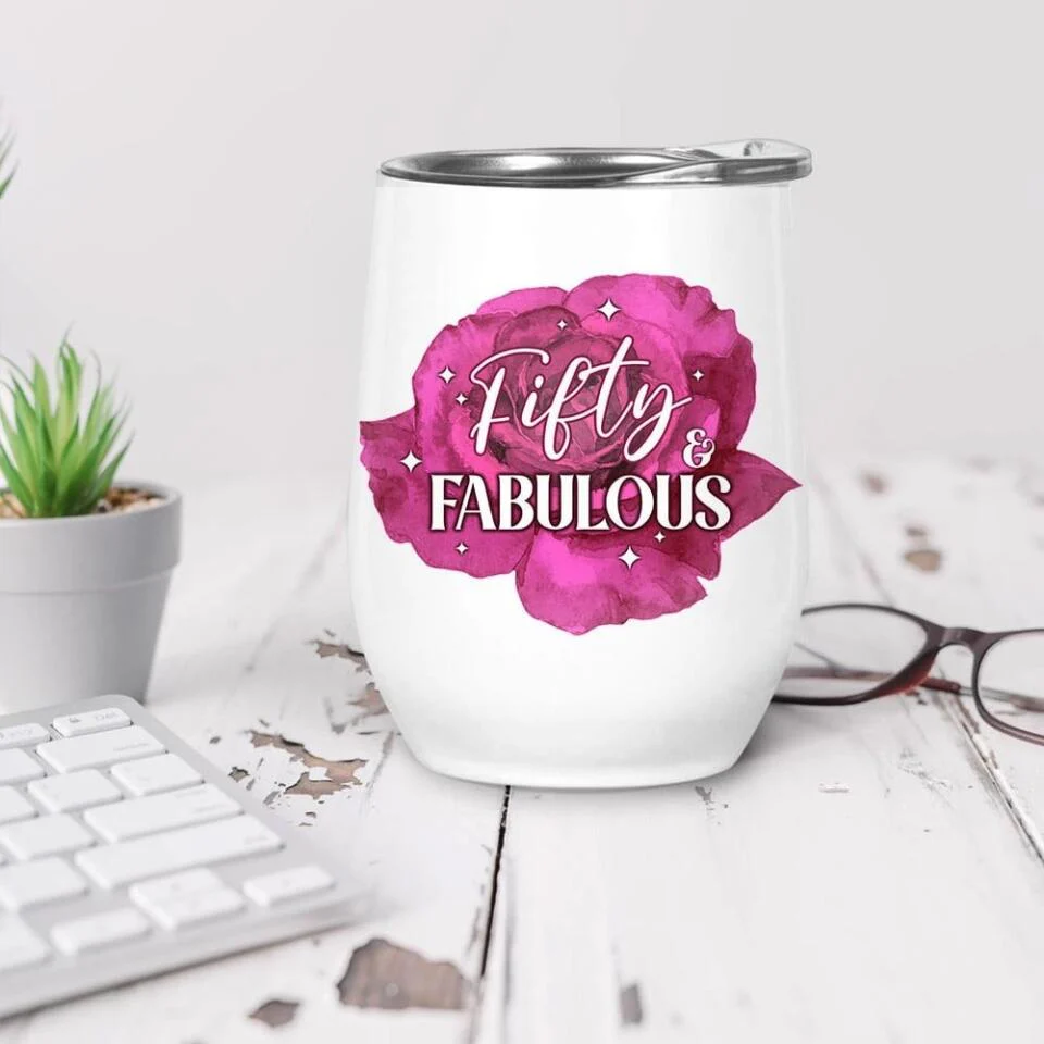 Fifty And Fabulous - Personalized Tumbler - Image 4