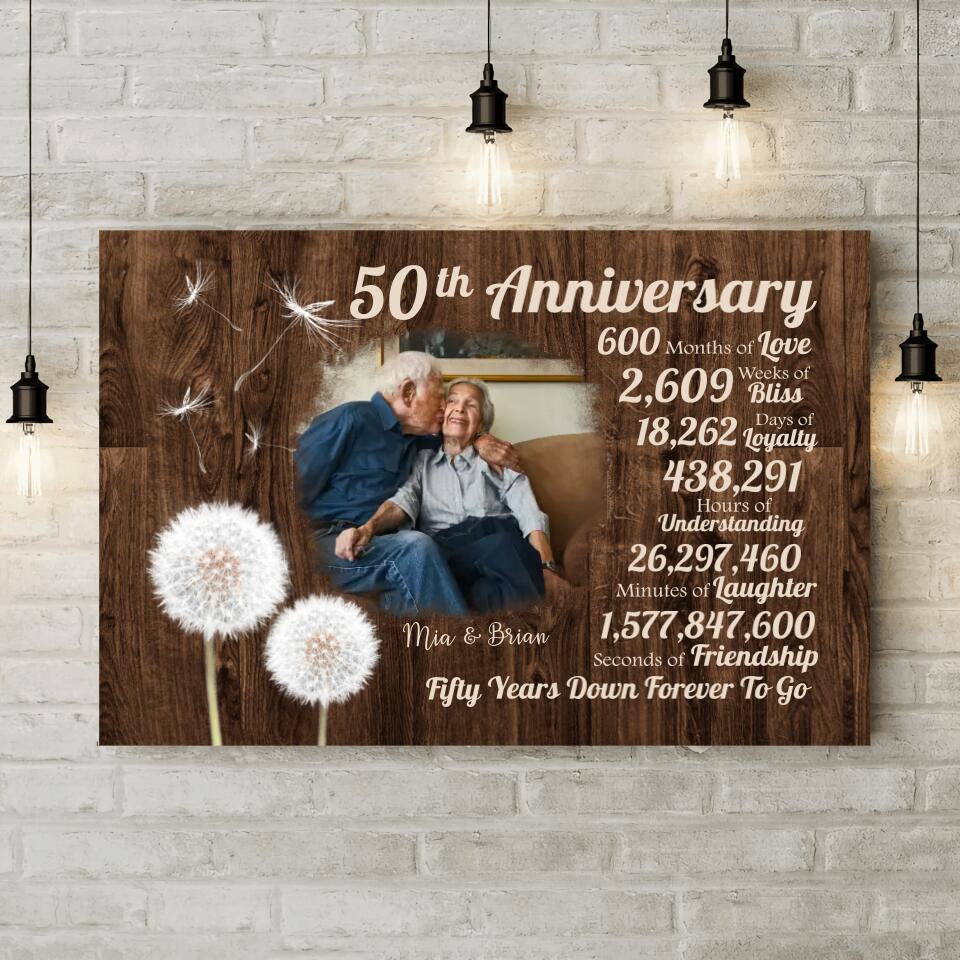 Fifty Years Down Forever To Go Custom Canvas Poster 50th Anniversary Gift For Grandparents - Image 3