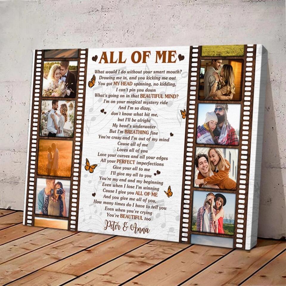 Film Role And Favorite Song Lyrics Custom Canvas Poster Anniversary Gift For Couples - Image 4